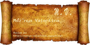 Mánya Valentina névjegykártya